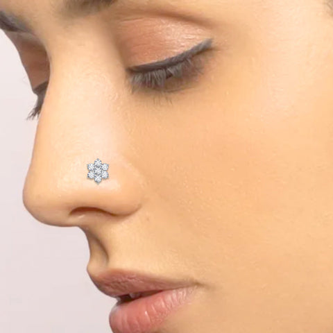 14K Solid Gold Diamond Flower Nose Piercing Gold Jewelry Body Piercing Nose/Ear.  | eBay